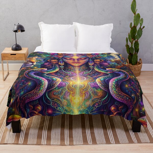 Item preview, Psychedelic Shaman Goddess – Mystic Jungle Energy with Jaguar and Sacred Serpents designed and sold by Dominik1994.