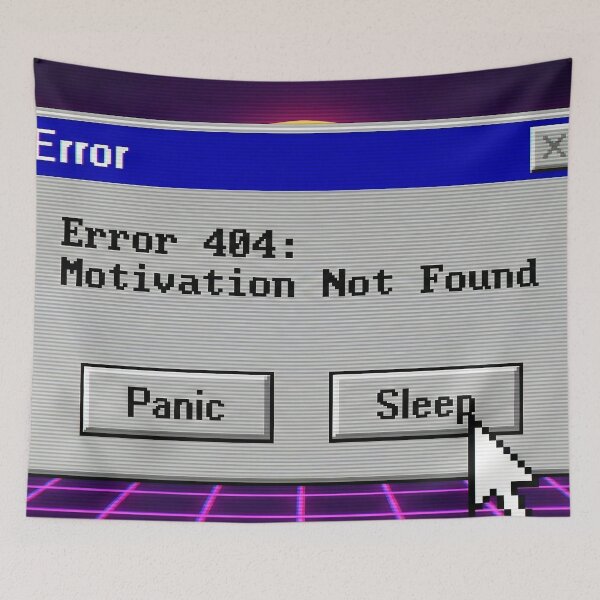 Item preview, Error 404 Motivation Not Found Funny Vaporwave Art designed and sold by DigitalAnnaBanana.