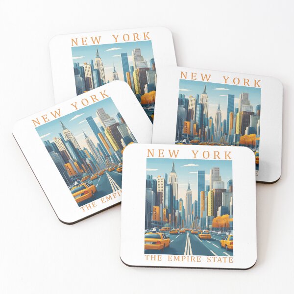 Item preview, New York City Travel Poster – The Empire State Retro Skyline Illustration designed and sold by GiftsCreek.