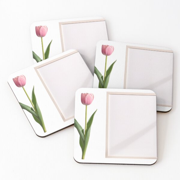 Item preview, Pink tulip beside empty white picture frame on white background designed and sold by Creative88Art.