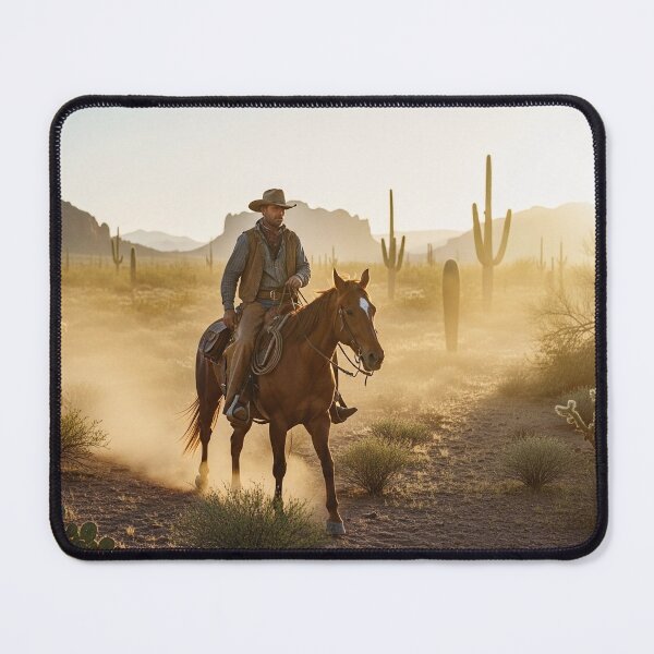 Item preview, Authentic Cowboy Riding Through Arizona Desert designed and sold by HistoryinMotion.