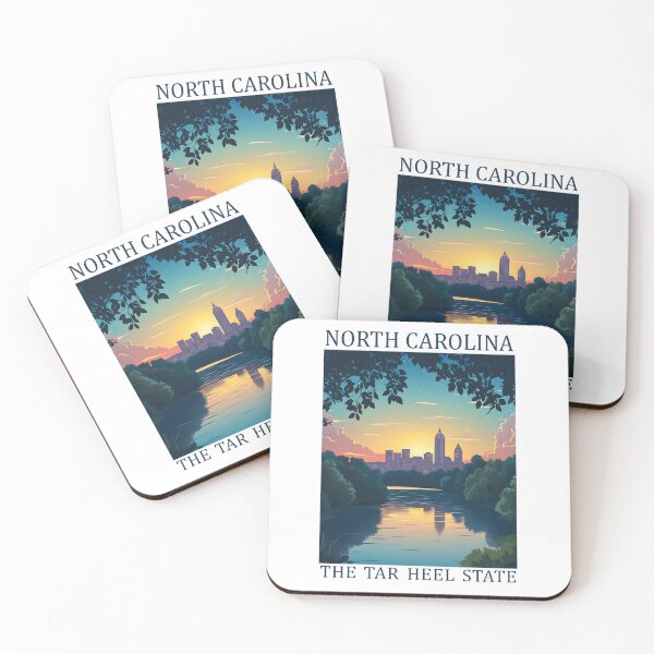 Item preview, North Carolina Travel Poster – Tar Heel State Sunset Skyline Wall Art designed and sold by GiftsCreek.