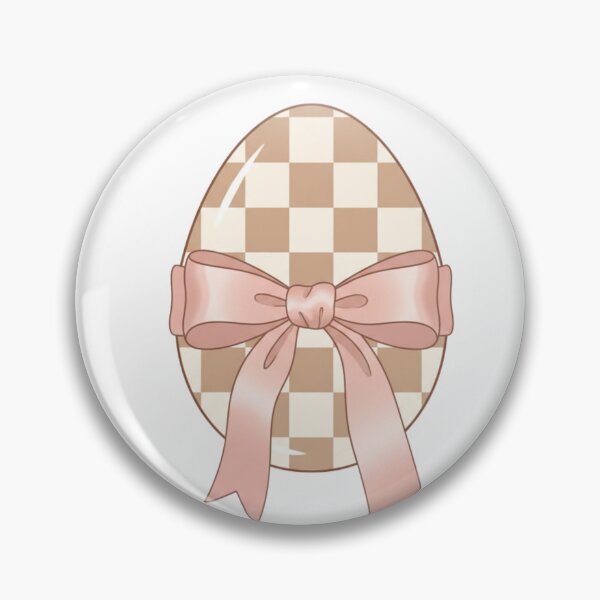Item preview, Checkered Easter Egg with Pink Bow - Coquette Aesthetic designed and sold by LaurannaDesign.