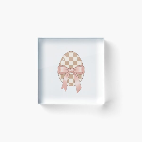 Item preview, Checkered Easter Egg with Pink Bow - Coquette Aesthetic designed and sold by LaurannaDesign.