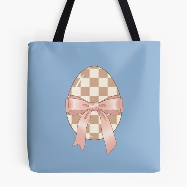 Item preview, Checkered Easter Egg with Pink Bow - Coquette Aesthetic designed and sold by LaurannaDesign.