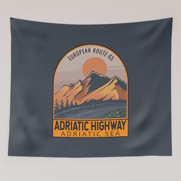 Item preview, Adriatic Highway Mediterranean Retro Travel Emblem designed and sold by KrisSidDesigns.