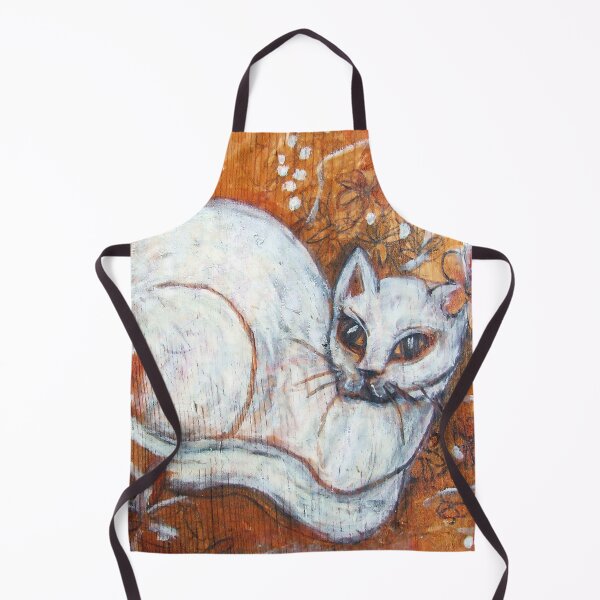 Item preview, Ethereal White Cat and Wildflower Artwork by Katt Yanda designed and sold by Artist-Katt-Yanda.