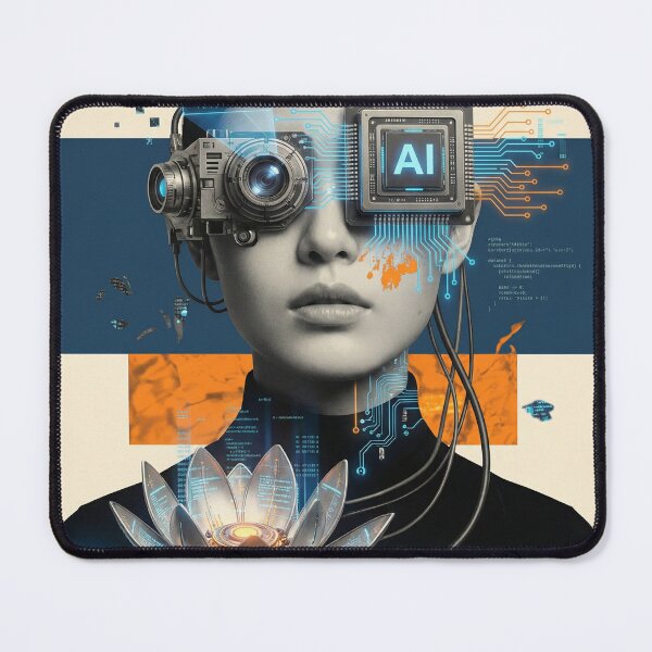 Item preview, Cyberpunk AI Cyborg Woman | Futuristic Tech & Cyber Lotus Art designed and sold by ZyricZyric.