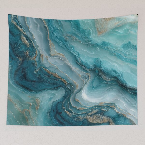 Item preview, Turquoise gold marble designed and sold by Letteraddicted.