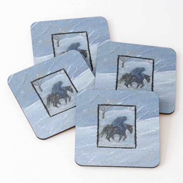 Item preview, The Long Journey Home: Winter Horse and Rider Artwork by Katt Yanda designed and sold by Artist-Katt-Yanda.