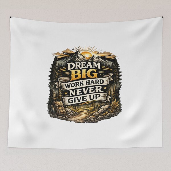 Item preview, Dream Big Never Give Up Mountain Sunset Hiking Backpack Inspirational Design designed and sold by HubCreates.