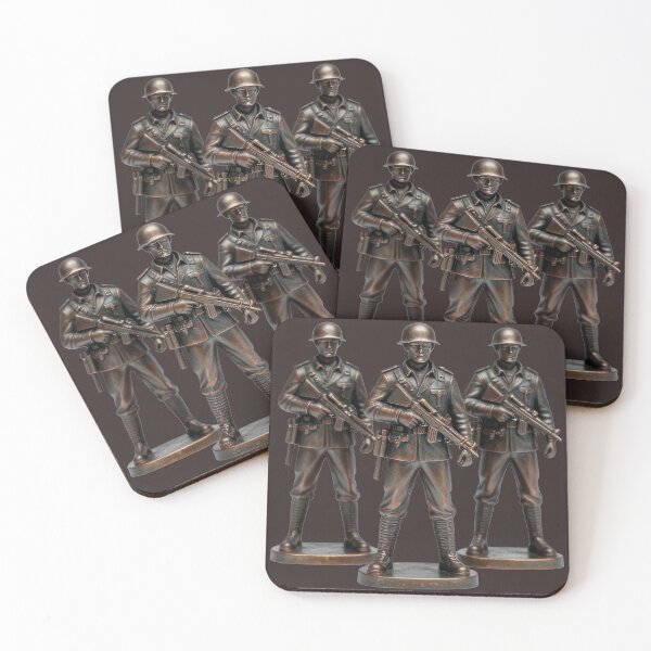Item preview, Illustration of lead figurines of US soldiers with weapons in hand, 1970 designed and sold by Alan-David.