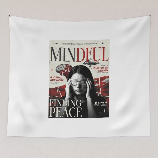 Item preview, Retro Mindful Finding Peace Magazine Art | Mental Health Healing & Trauma Recovery designed and sold by ZyricZyric.