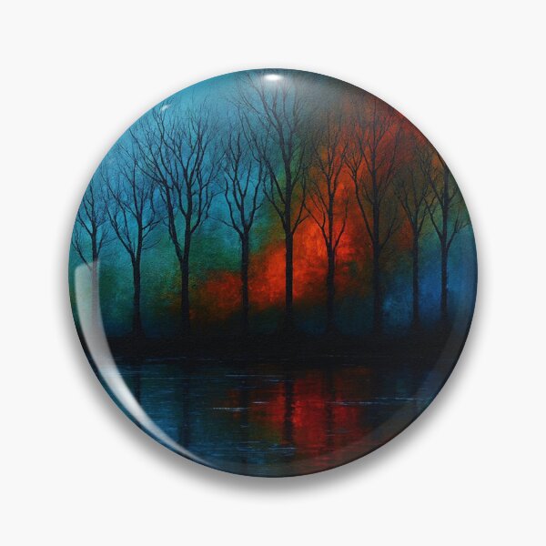 Item preview, Moonlit Forest Reflections Night Landscape Painting designed and sold by Joey Santiago.