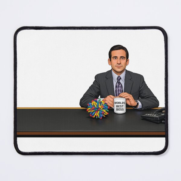 Item preview, World’s Best Boss Office Scene – Funny Workplace Desk Illustration Inspired by Classic Sitcom designed and sold by Greemo03.
