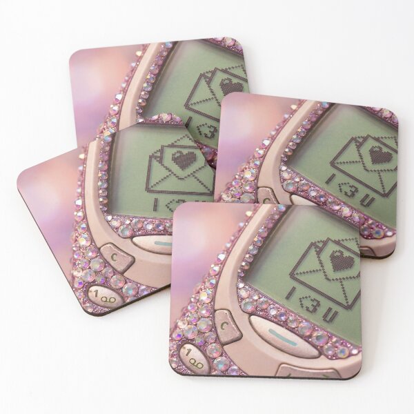 Item preview, Bedazzled Pink Y2K Retro Cell Phone Love Message designed and sold by DigitalAnnaBanana.