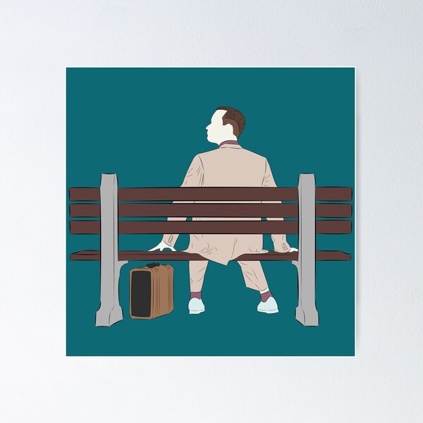 Item preview, Ilustración minimalista de la película Forrest Gump: escena de banco designed and sold by Still Silhouette.