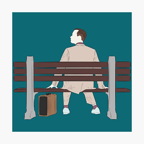 Item preview, Forrest Gump Bench Scene Art – Minimalist Movie Illustration designed and sold by Still Silhouette.