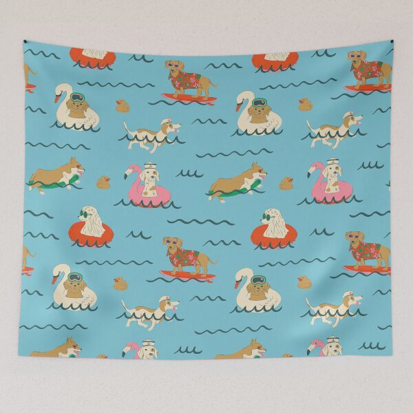 Item preview, Dog Days of Summer - Doggy Paddling at the Pool designed and sold by Carrie Cantwell Art.
