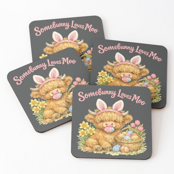 Item preview, Somebunny Loves Moo - Easter Highland Cow designed and sold by DigitalGlade.