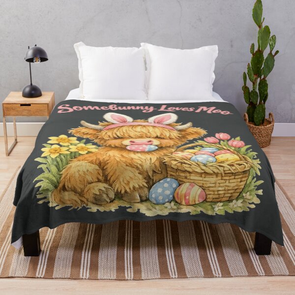 Item preview, Somebunny Loves Moo - Easter Highland Cow designed and sold by DigitalGlade.
