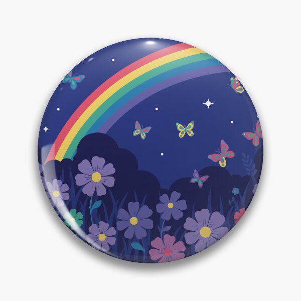 Item preview, Retro Midnight Meadow: Rainbow & Butterflies Floral Aesthetic designed and sold by Far Out Goods.