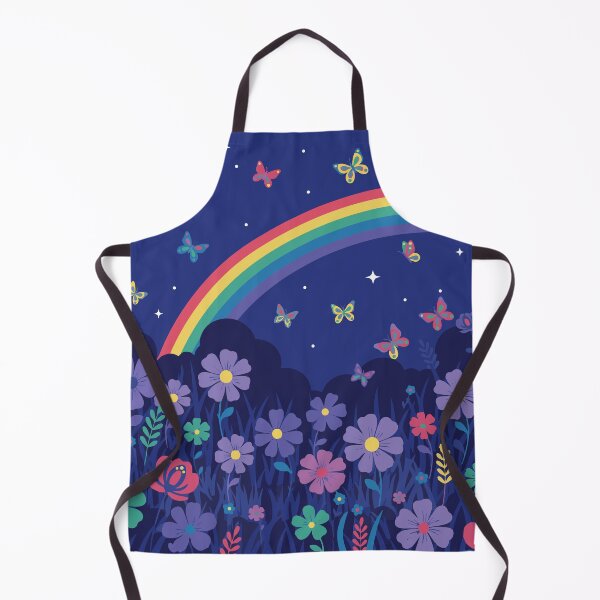 Item preview, Retro Midnight Meadow: Rainbow & Butterflies Floral Aesthetic designed and sold by Far Out Goods.
