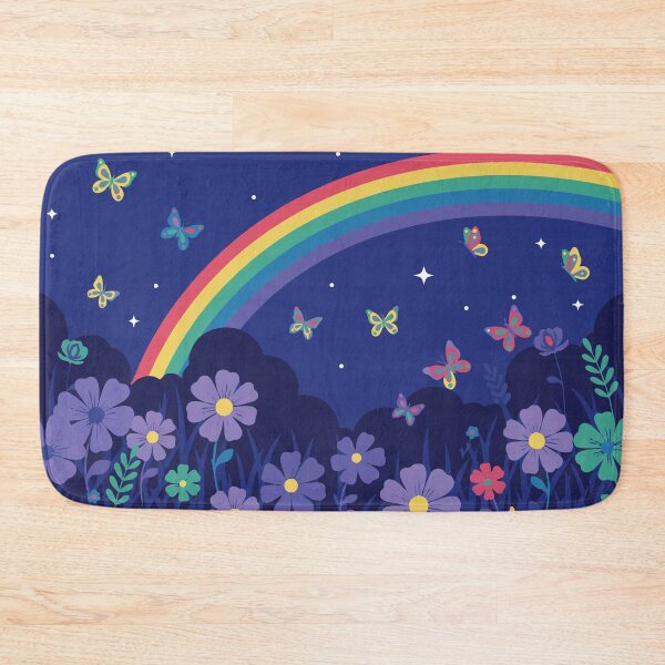 Item preview, Retro Midnight Meadow: Rainbow & Butterflies Floral Aesthetic designed and sold by Far Out Goods.