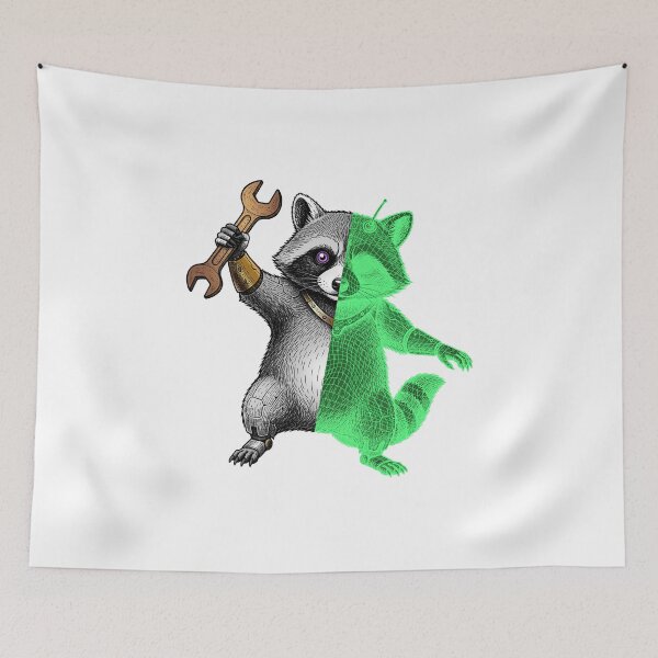 Item preview, The Cybernetic raccoon designed and sold by krabbaraban.