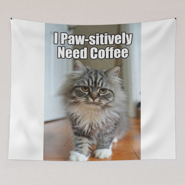 Item preview, I Paw-sitively Need Coffee Cat T-Shirt | Sleepy Cute Kitten Funny Coffee Pun Tee designed and sold by Falconwolf.