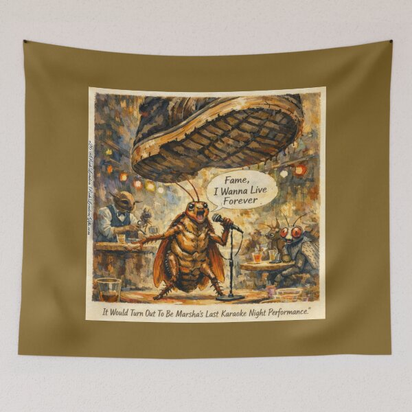 Item preview, Marsha’s Last Karaoke Night – Dark Humor Cartoon designed and sold by Rick London Gifts.