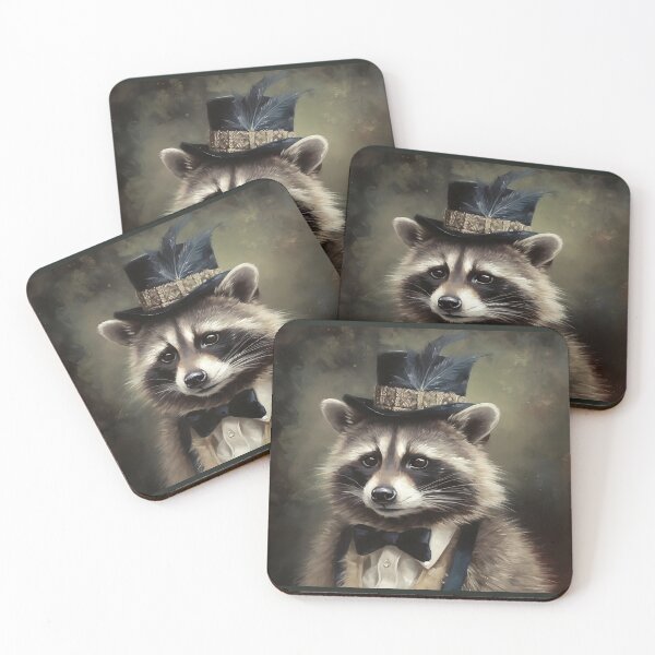Item preview, Dapper Gatsby Raccoon in Feathered Top Hat and Bowtie designed and sold by naughty-raccoon.
