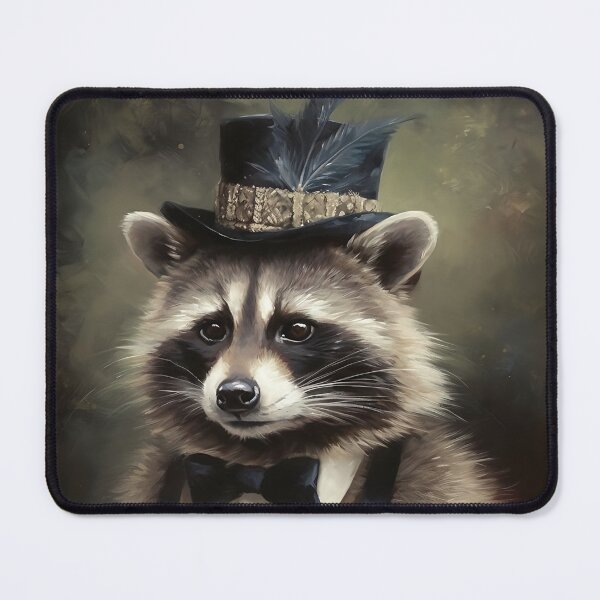 Item preview, Dapper Gatsby Raccoon in Feathered Top Hat and Bowtie designed and sold by naughty-raccoon.