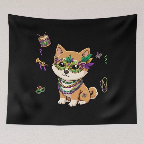 Item preview, Shiba Inu Mardi Gras Dog designed and sold by CORJIDOG-ART.