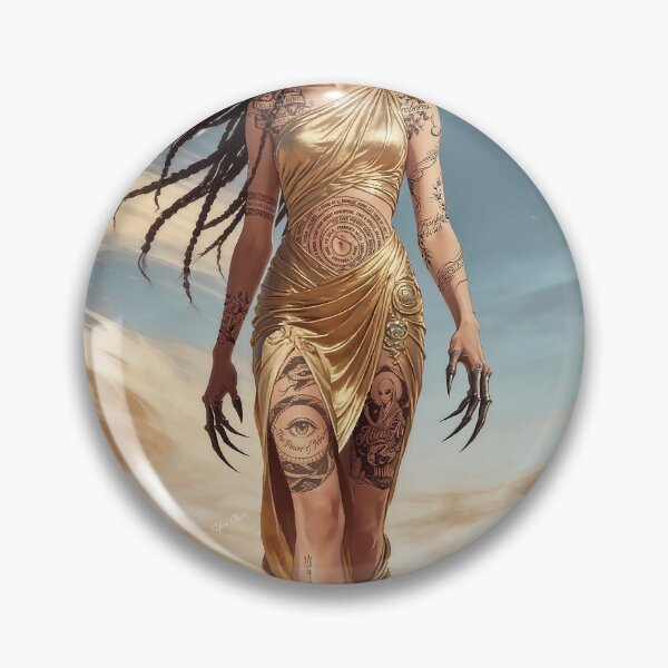 Item preview, Golden Desert Goddess: Mystical Tattooed Queen in Sandstorm designed and sold by Hen-C-Art.