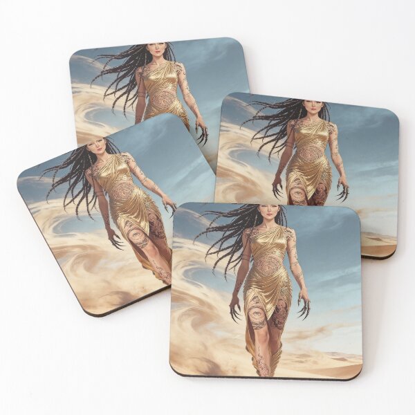 Item preview, Golden Desert Goddess: Mystical Tattooed Queen in Sandstorm designed and sold by Hen-C-Art.