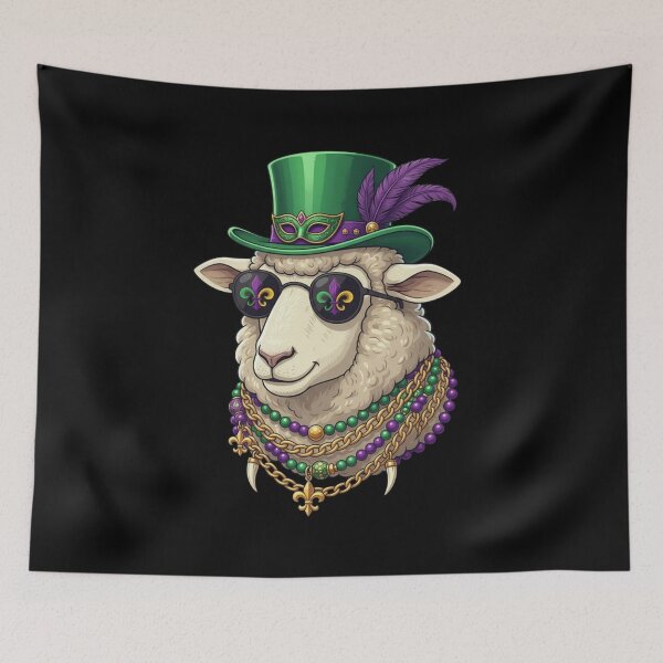 Item preview, Mardi Gras Sheep Mask Top Hat Sunglasses designed and sold by CORJIDOG-ART.