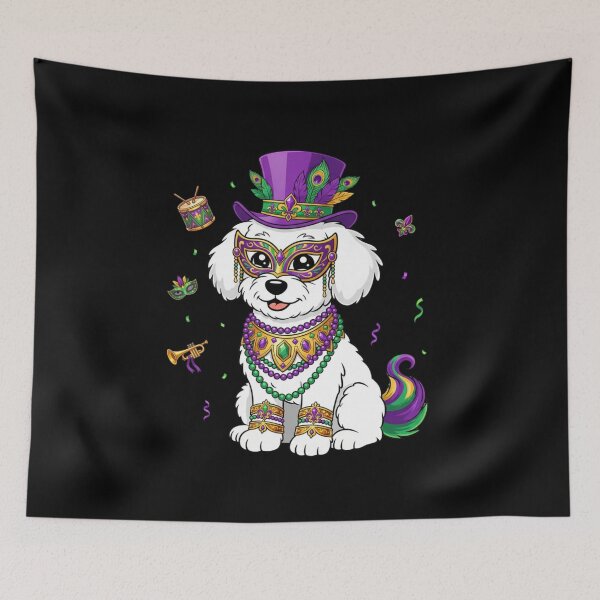 Item preview, Mardi Gras Dog Masked Top Hat Beads designed and sold by CORJIDOG-ART.