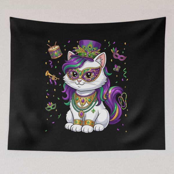 Item preview, Mardi Gras Cat Mask Mardi Gras Party designed and sold by CORJIDOG-ART.
