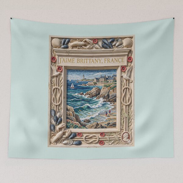 Item preview, J'aime Brittany France Decorative Mosaic - Coastal Plaque Art designed and sold by FrancophileFun.