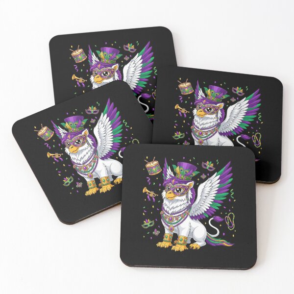 Item preview, Mardi Gras Griffin With Mask And Beads designed and sold by CORJIDOG-ART.