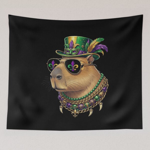 Item preview, Capybara Mardi Gras Party King designed and sold by CORJIDOG-ART.