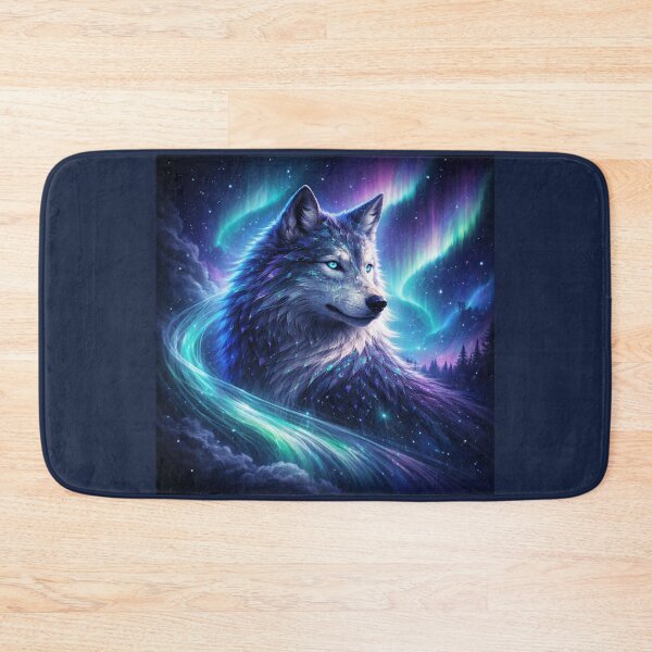 Artikelvorschau, Wolf Aurora Guardian Nordlichter Kunst entworfen und verkauft von GeoWild Designs.