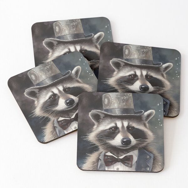 Item preview, Magical Gatsby Raccoon in Silver Top Hat – Dapper Portrait designed and sold by naughty-raccoon.