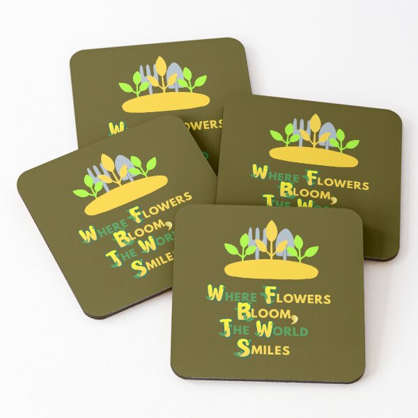 Item preview, Where Flowers Bloom the World Smiles - Botanical Garden Quote Design with Leaves & Gardening Tools., designed and sold by LunaPrintCo.