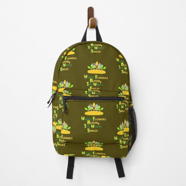Item preview, Where Flowers Bloom the World Smiles - Botanical Garden Quote Design with Leaves & Gardening Tools., designed and sold by LunaPrintCo.