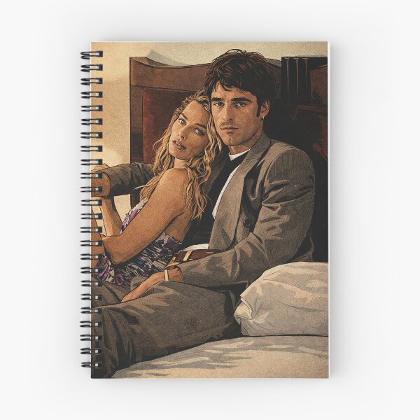 Item preview, Jacob Elordi and Margot Robbie pose in bed, Wuthering Heights (fan art) designed and sold by PopCultureAndStuff.