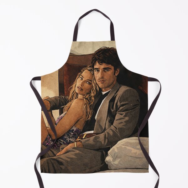Item preview, Jacob Elordi and Margot Robbie pose in bed, Wuthering Heights (fan art) designed and sold by PopCultureAndStuff.
