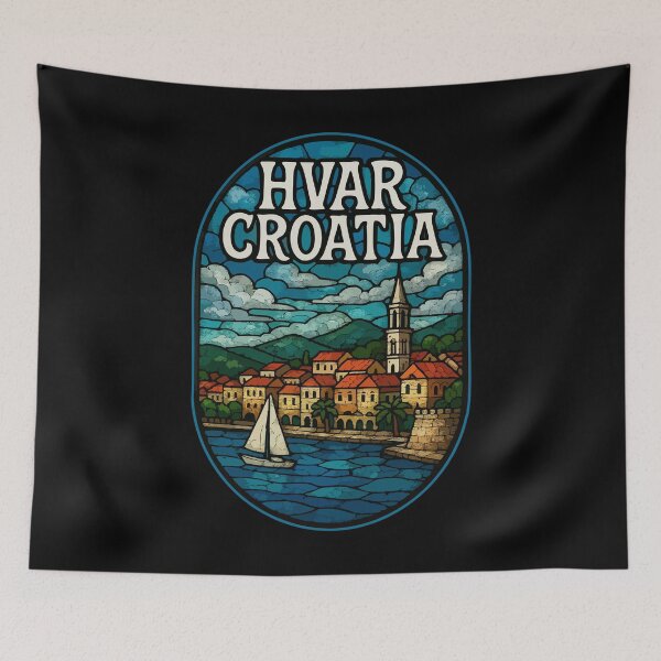 Item preview, Hvar Croatia Stained Glass Art Travel designed and sold by TomFrontierArt.