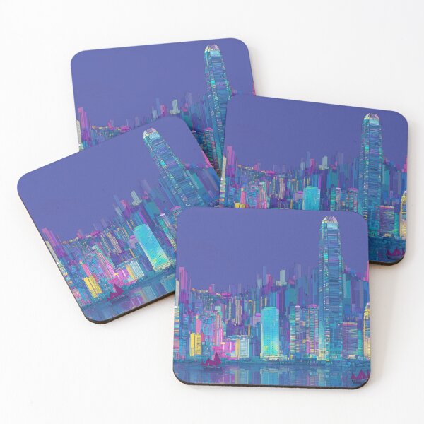 Item preview, Hong Kong Neon Skyline – Lunar Amethyst designed and sold by SkylineVistas Designs.